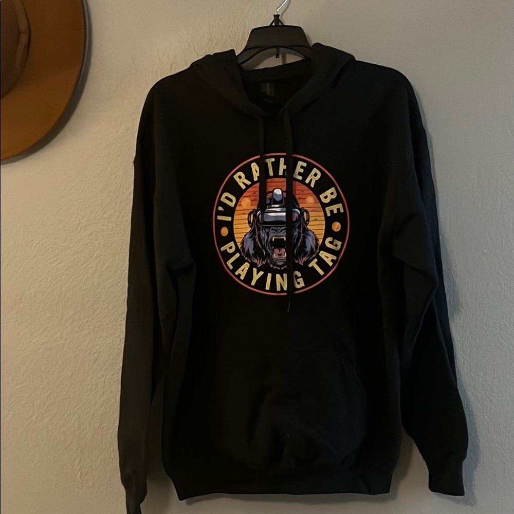 Worn Once Black Custom Graphic Gorilla Tag Hoodie